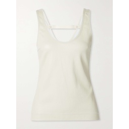 GIVENCHY Paneled ribbed leather and stretch-cotton jersey tank