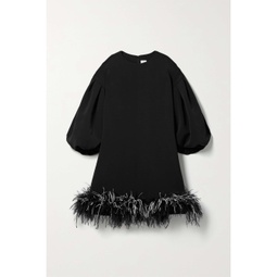 HUISHAN ZHANG Poppy feather-trimmed crepe mini dress