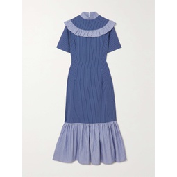SINDISO KHUMALO + The Vanguard Miss Gee ruffled pinstriped cotton-poplin midi dress