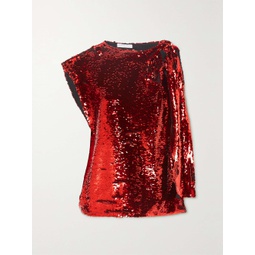 JW ANDERSON Tie-detailed sequined satin top