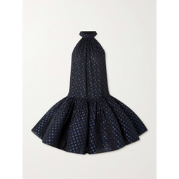 LANVIN Metallic polka-dot fil coupe silk-blend chiffon halterneck mini dress