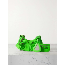 BALENCIAGA Le Cagole XS studded neon croc-effect leather shoulder bag