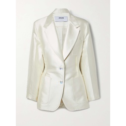 CHRISTOPHER JOHN ROGERS Ruched cotton and silk-blend satin blazer