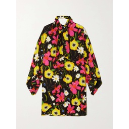 BALENCIAGA Swing Twisted oversized floral-print crepe de chine blouse