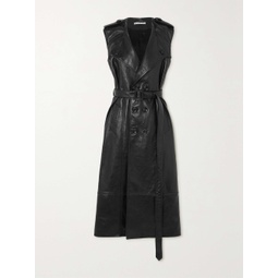 ACNE STUDIOS Double-breasted belted leather coat