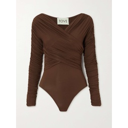 TOVE Joni wrap-effect ruched stretch-jersey bodysuit