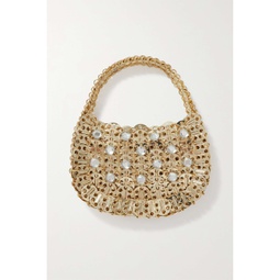 RABANNE 1969 Small Moon crystal-embellished chainmail shoulder bag
