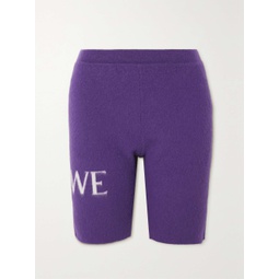 LOEWE Brushed jacquard-knit wool-blend shorts