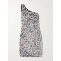 GIVENCHY One-shoulder faux pearl-embellished sequined tulle mini dress