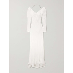 GIVENCHY Off-the-shoulder embellished crepe de chine and crepon gown