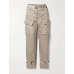 SACAI Belted cotton-twill tapered cargo pants