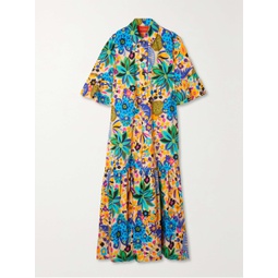 LA DOUBLEJ Artemis tiered floral-print cotton-poplin midi dress