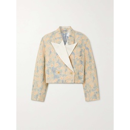 ACNE STUDIOS Cropped double-breasted satin-trimmed floral-print canvas blazer