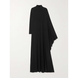 BALENCIAGA Asymmetric cape-effect satin-jersey maxi dress