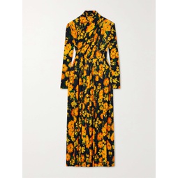 BALENCIAGA Draped floral-print satin-jersey midi dress