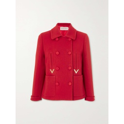 VALENTINO GARAVANI Double-breasted embellished wool-blend jacket