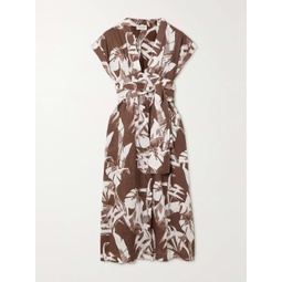 THREE GRACES LONDON Clarissa floral-print linen wrap midi dress