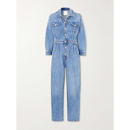 MOTHER The Pleated Prep Curbside denim jumpsuit