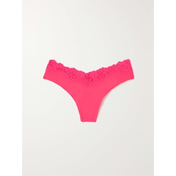 SKIMS Fits Everybody lace-trimmed stretch thong - Neon Rose
