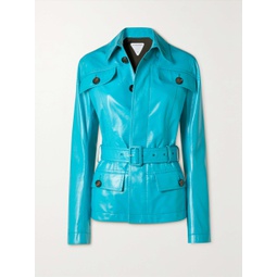BOTTEGA VENETA Belted glossed-leather jacket
