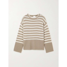 ALLUDE Striped wool and cashmere-blend sweater