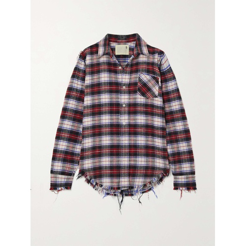  R13 Distressed checked cotton-flannel shirt