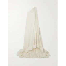 LANVIN One-shoulder ruffled plisse-crepe de chine gown