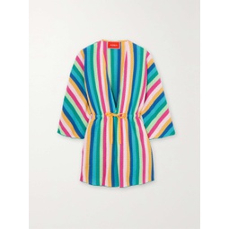 LA DOUBLEJ Striped textured cotton-blend mini dress
