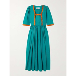 SINDISO KHUMALO Thina pleated dupioni-trimmed cotton-canvas maxi dress