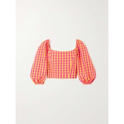 SINDISO KHUMALO Patti cropped checked cotton-canvas top