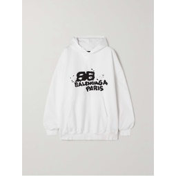BALENCIAGA Oversized printed cotton-blend jersey hoodie