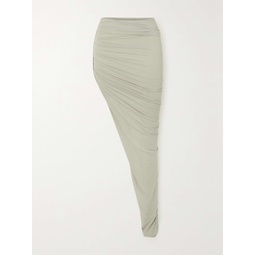 RICK OWENS Asymmetric ruched stretch-jersey skirt