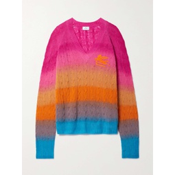 ETRO Embroidered striped cable-knit wool sweater