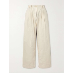 NINETY PERCENT Apollo pleated organic cotton and linen-blend wide-leg pants