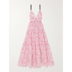 THREE GRACES LONDON Chloe tiered floral-print ramie-voile maxi dress