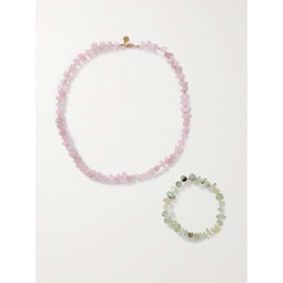 TBALANCE CRYSTALS Rose quartz and prehnite necklace and bracelet set