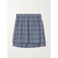 THOM BROWNE Pleated checked wool and cashmere-blend mini skirt