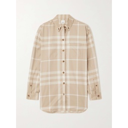 BURBERRY Embroidered checked cotton-twill shirt