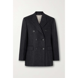 GOLDEN GOOSE Double-breasted pinstriped wool-blend flannel blazer
