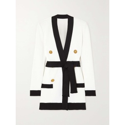 BALMAIN Belted two-tone knitted cardigan