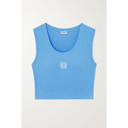 LOEWE Anagram embroidered ribbed stretch-cotton jersey tank