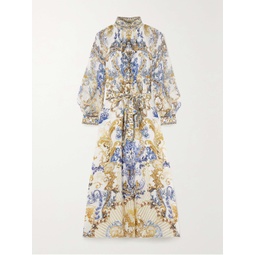 CAMILLA Crystal-embellished printed silk-georgette maxi shirt dress