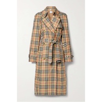 BURBERRY Harehope double-breasted checked cotton-gabardine trench coat