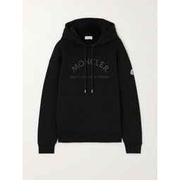 MONCLER Oversized glittered cotton-jersey hoodie