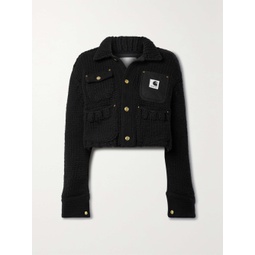 SACAI + Carhartt WIP cropped canvas-trimmed ribbed wool-blend jacket