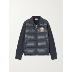 MONCLER Appliqued cotton-blend jersey and quilted shell down jacket