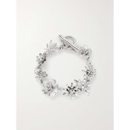 OSCAR DE LA RENTA Bloom silver-tone crystal bracelet