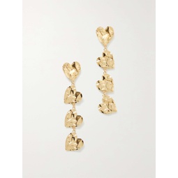 OSCAR DE LA RENTA Crushed Heart gold-tone earrings