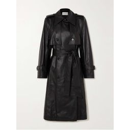 NINA RICCI Paneled double-breasted leather trench coat
