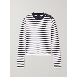 GIVENCHY Button-embellished striped cotton sweater